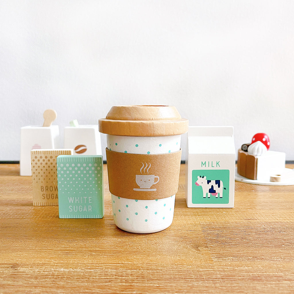 Wooden Coffee Takeaway To Go Play Set