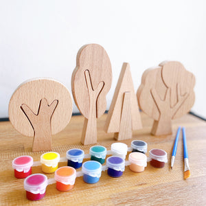 Wooden Tree Puzzle Painting Set